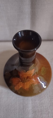 Antike handbemalte Blumenvase Standardglasur Künstler signiert, 4" hoch - Bild 4 von 15