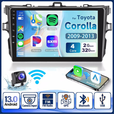 For TOYOTA COROLLA 2009-2013 Carplay 32G Android 13 Car Stereo Radio GPS Navi FM