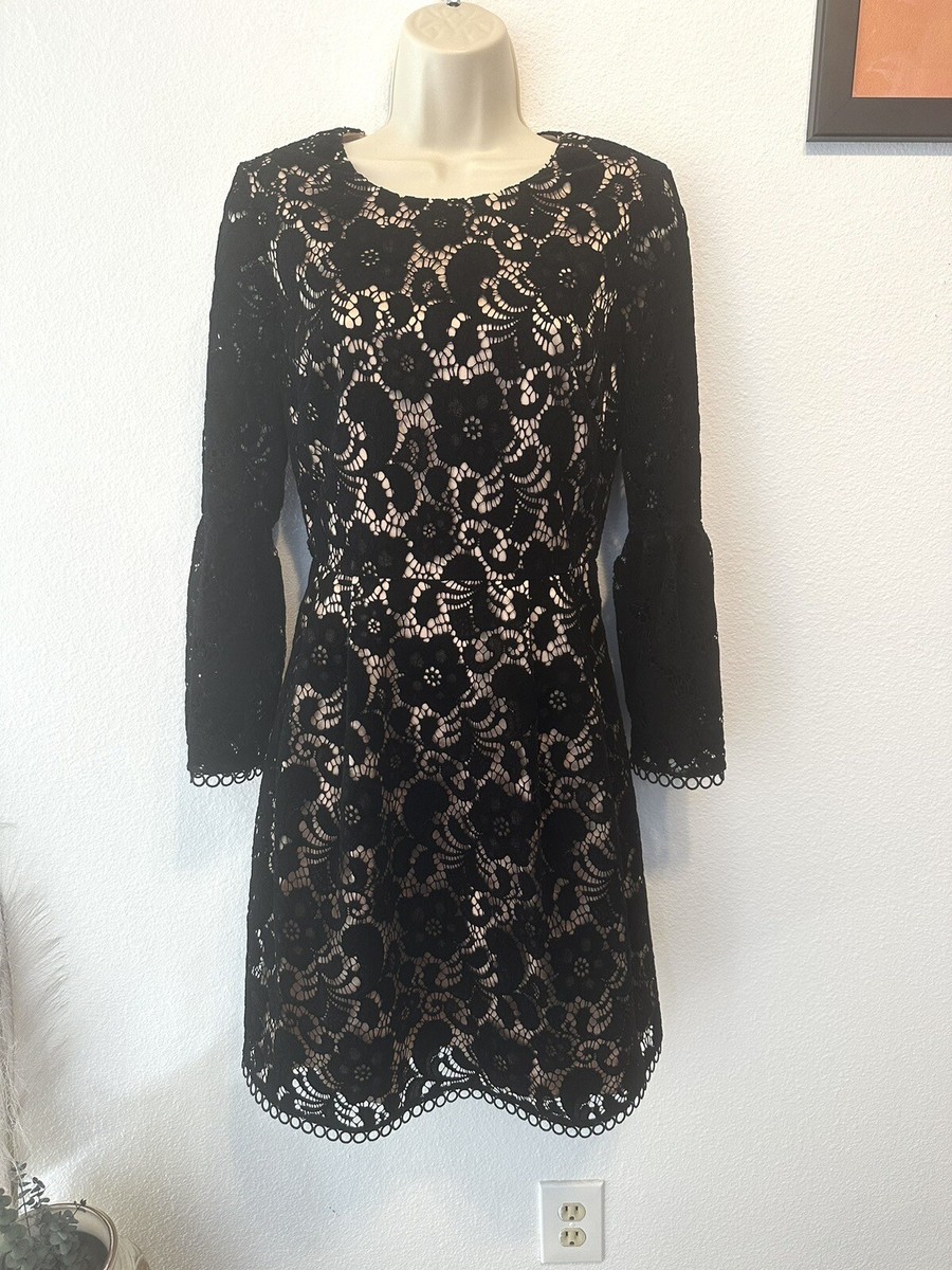 Bell♡　0723 Eliza J Womens Sz 6 Small Black Velvet Lace Dress Bell
