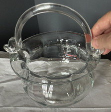Colony Hand Made In Romania Clear Crystal Glass Handled Ice Bucket / Vase