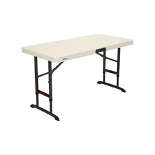 Lifetime 4-Foot Adjustable-Height Folding Table 80387 Almond Color 24x48