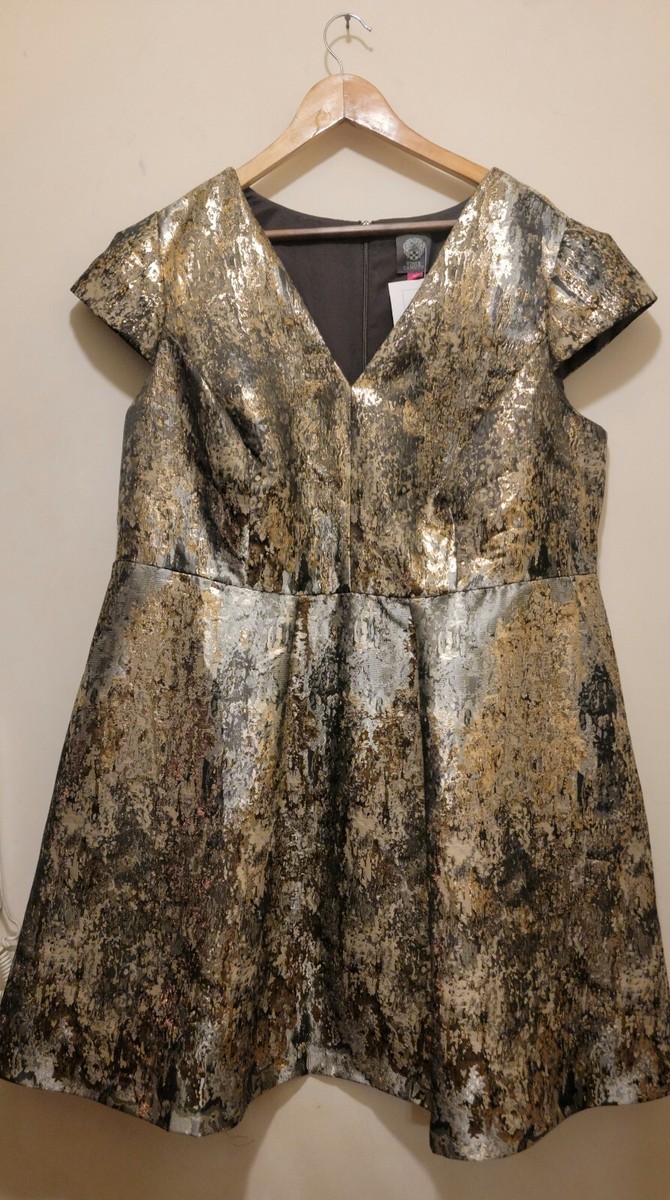 vince camuto metallic jacquard dress Vince Camuto Metallic Jacquard Fit & Flare Dress In Blue - 61% Off
