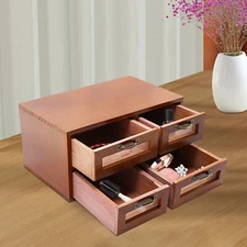 Desk Organizer with Drawers Wooden Desktop Storage Cabinet Storage Box Home
