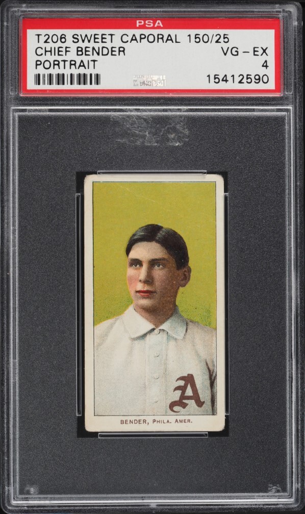 1909-11 T206 Chief Bender HOF PORTRAIT, SWEET CAPORAL PSA 4 VGEX