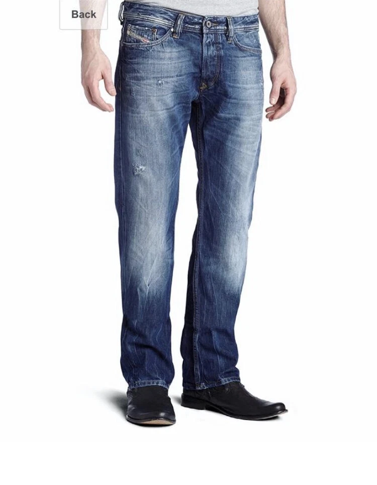 Diesel men blue destressed straight jeans Classic Denim Viker W30 L30