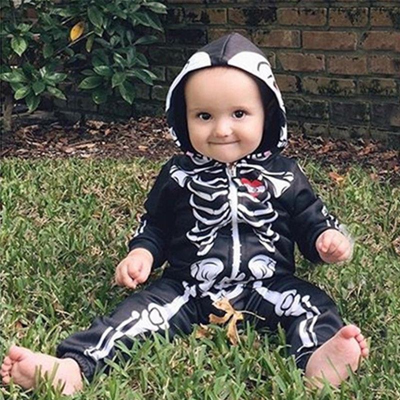Halloween Newborn Baby Girl Boy Costume Skeleton Romper Bodysuit - Main Image