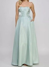 Speechless Women's Green Satin Strapless Corset Cut Out Gown Dress Size 11
