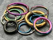 PAIR of Hinged Segment Rings Septum Clicker Hoops PVD over 316L Surgical Steel