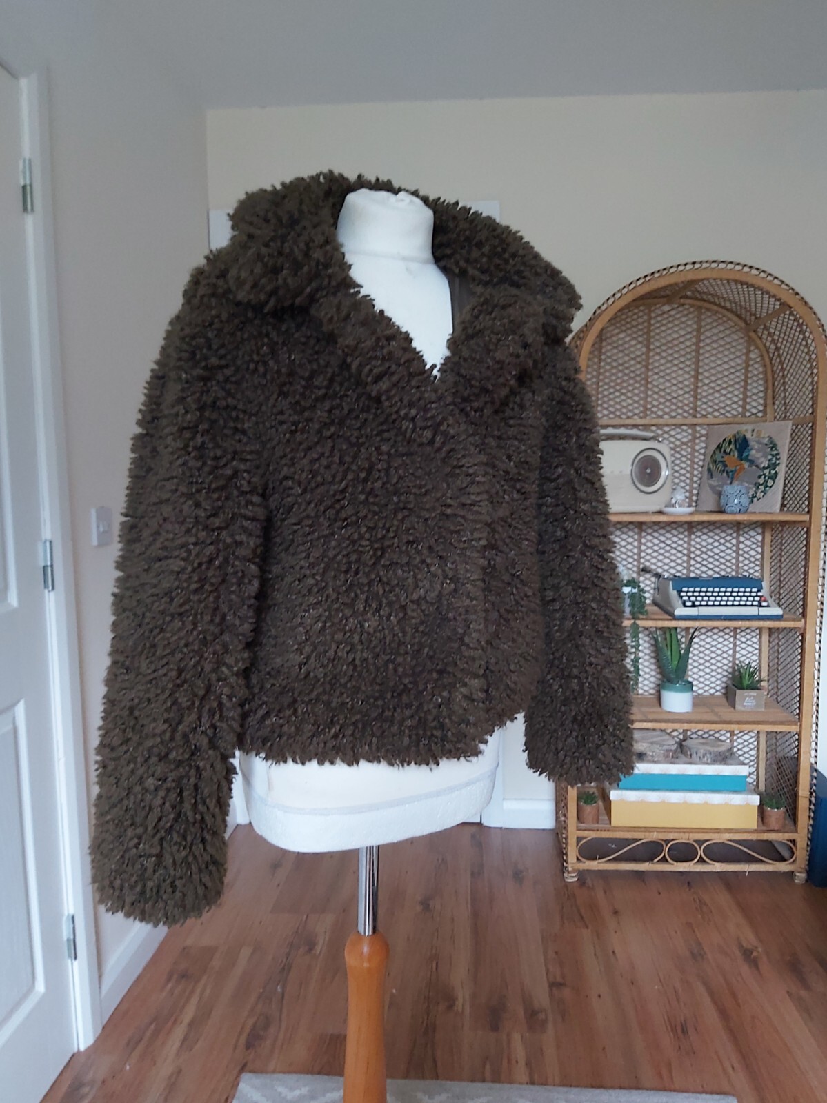 Ladies Brown Shaggy Teddy Bear Style Winter Coat Primark UK Medium 12/