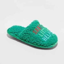 NEW Kids' Holiday Santa's Little Helper Scuff Slippers - Wondershop Green
