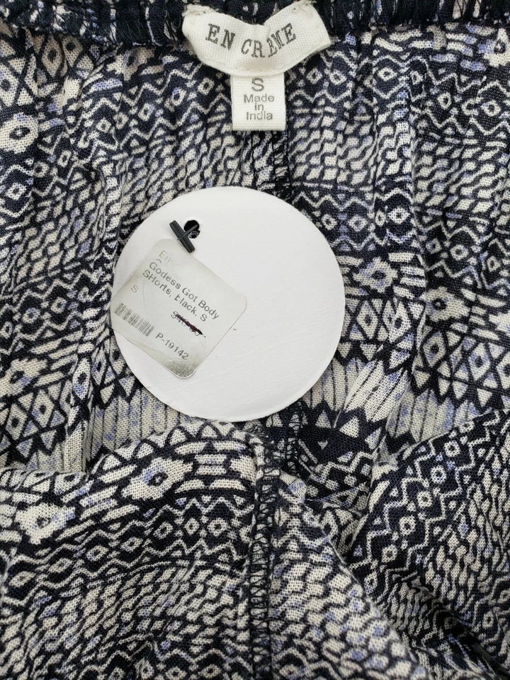 Pantalones Cortos Para Mujer Talla S Negros Geométricos Tribales Aztecas Fluidos NUEVOS NUEVOS CON ETIQUETAS Foto 3 de 4