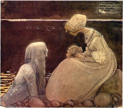 Agneta and the Sea King by John Bauer   Circa 1911 Swedish Fairy Tale Giclee