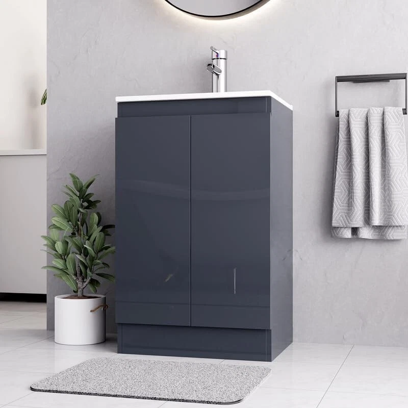 BELOFAY Denvor Grey 500mm Floor Standing Bathroom Vanity Unit With Basin