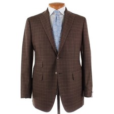 Sartoria Partenopea NWT Sport Coat Size 50R 40R US In Brown Plaid 100 Wool