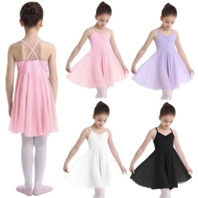 INHZOY Girls Cross Back Camisole Leotard Ballet Dress Lyrical Contemporary Dancewear