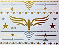 Flash Temporary Adhesive Tattoo Gold Silver 17 Pieces Bracelet Necklace G24