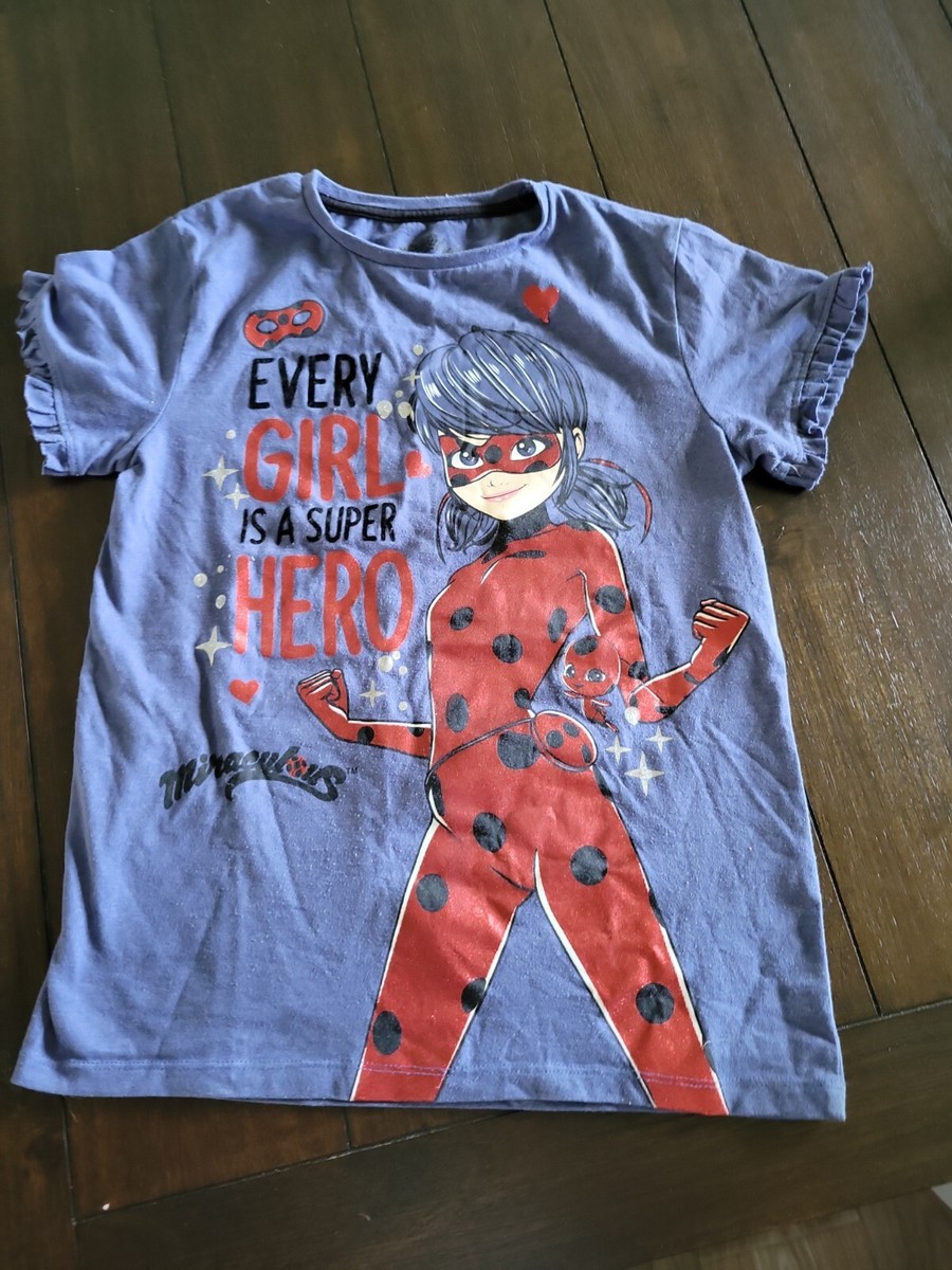 Miraculous Girls T-shirt Superhero Size 12 tshirt shirt top Blue