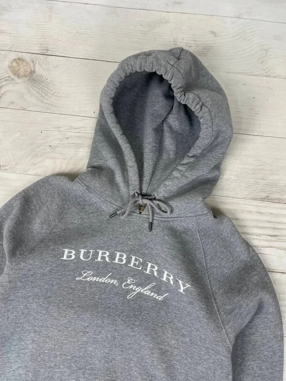Burberry London England Felpa con Cappuccio Grande Logo Lusso Uomo Taglia S Grigio