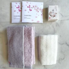 Sakura bath gift set – Japanese spa experience with towel, soap & bath salt