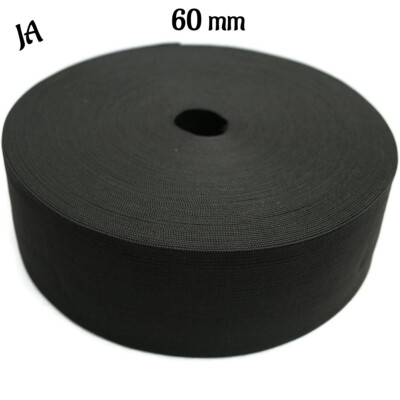 (JA)  1 m Gummiband 60 mm 6 cm schwarz gewebt Rock Kleid Gürtel Hose Saum Jacke