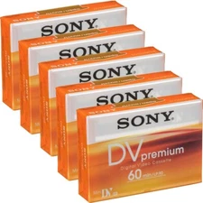 5 Pack Sony Premium 60 Minute Premium Mini DV Cassette Tape