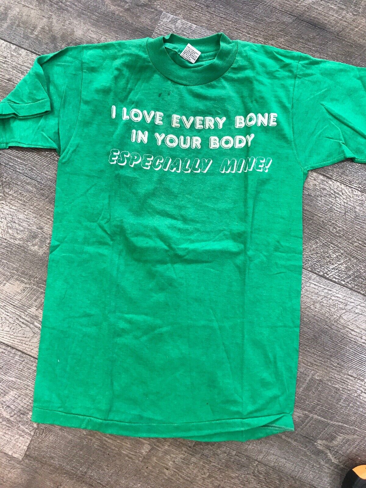 Vintage 1980s Single Stitched Love Every Bone In Your Body Funny T-Shirt Sz  S