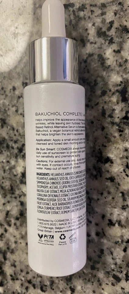Suero alternativo completo de retinol a base de plantas CosMedix Bakuchiol, 1 oz Foto 2 de 4