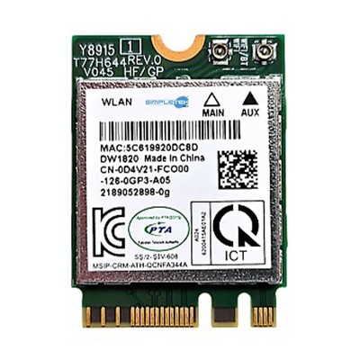 DELL WIRELESS 1820 0D4V21 QUALCOM DW1820 MODUL M.2 WIFI BLUETOOTH 4.1 KARTE
