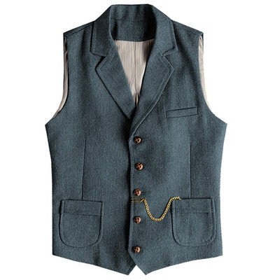 Herren Tweed Weste Fischgrät formell Vintage Western Wollwesten 42 44 46 48
