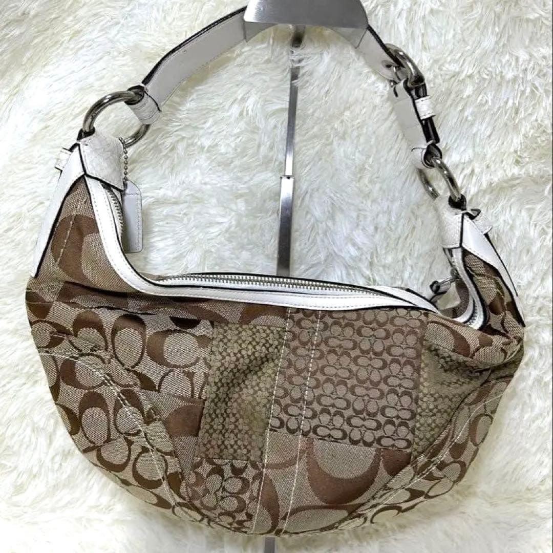 Coach One Shoulder Bag Patchwork Crescent Signatu… - image 5