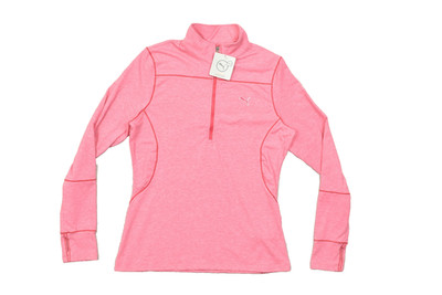 Puma Women's Size Medium Raspberry Pink 1/2 Zip Long Sleeve Running Top Heathere
