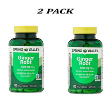 (2 Pack) Spring Valley Ginger Root 550 mg Capsules, 100 Count.