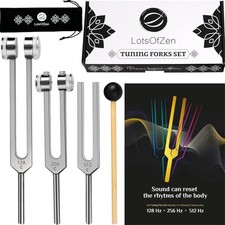 Tuning Forks for Healing Set 128Hz, 256Hz, 512Hz   Essential Yoga and...