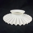 ANTIQUE  MILK GLASS RUFFLED Petticoat GLASS SHADE 8” Diameter