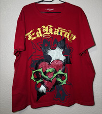 Ed Hardy Mens Red XL Graphic Studded Heart T-...