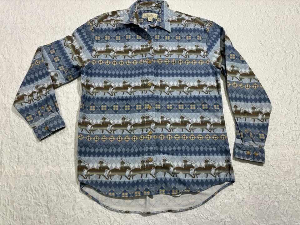 Cabela’s Flannel Soft Shirt Navajo Aztec Western Horses Lot Of 2 Women’s Medium - Image 2 of 4