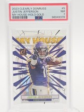 JUSTIN JEFFERSON 2023 CLEARLY DONRUSS MY HOUSE HOLO GOLD /10 #5 PSA 7 Q5190