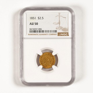 1851 $2.5 Liberty Head Gold AU50 NGC 31463