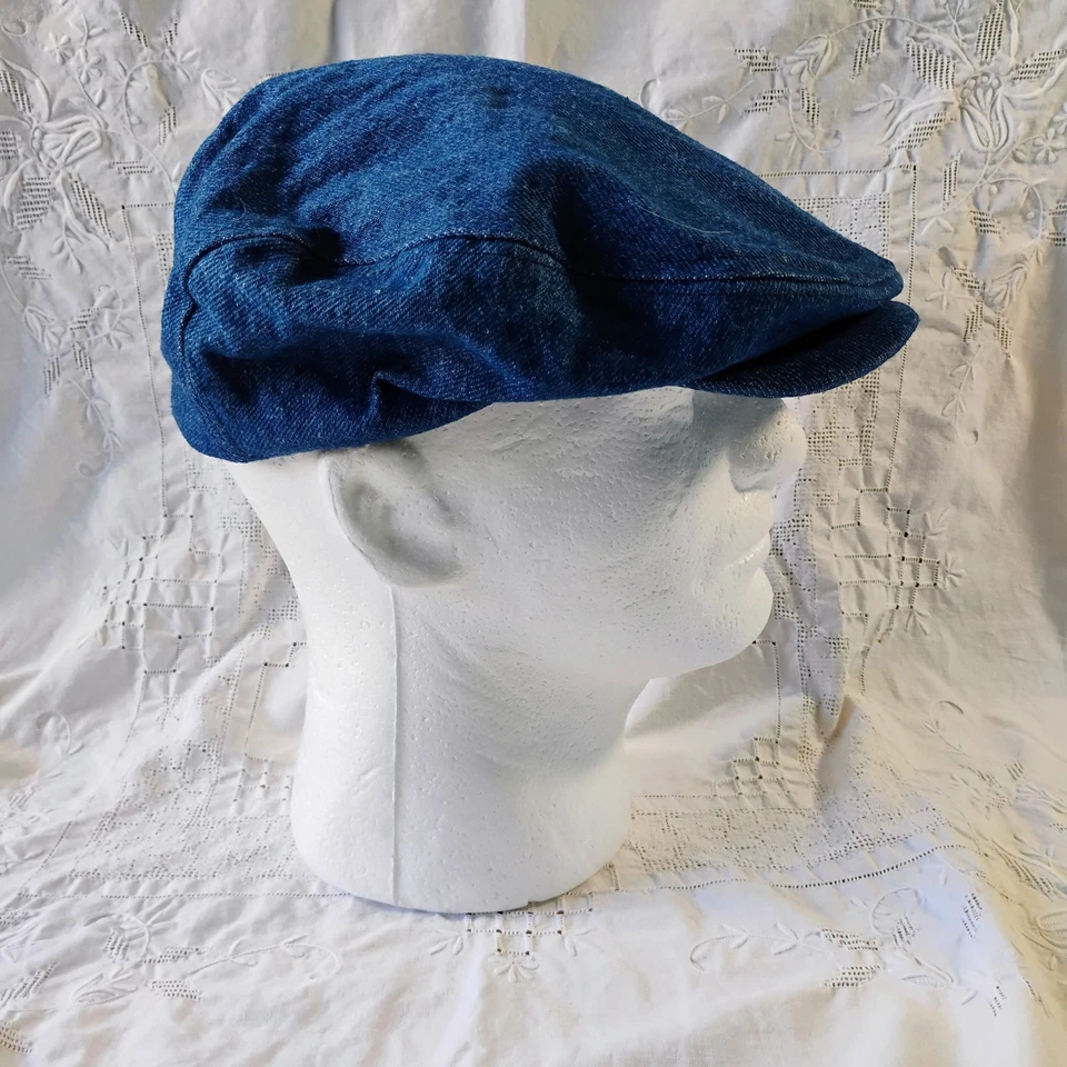 Vintage Denim Cap Hat Size 7 1/4-7 3/8 LARGE Conductor Train Railroad USA Cabbie - Image 3 of 4
