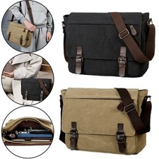 Vintage Canvas Messenger Bag High Density Durable Travel Use 40x30cm