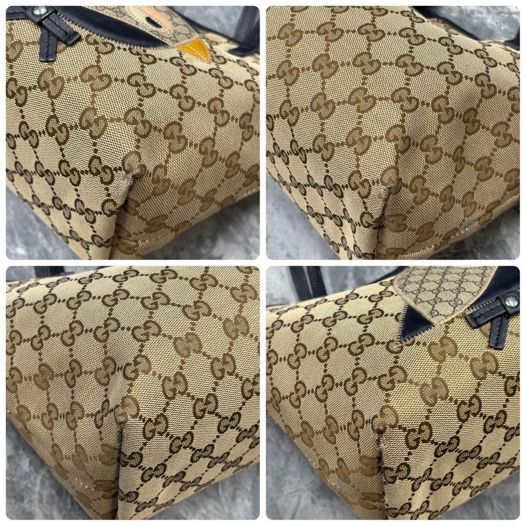 GUCCI GG Tote Bag Parrot Embossed Canvas Leather Unisex Large Beige VIN thumbnail 9