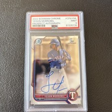2022 Bowman Chrome Yeison Morrobel 1st Prospect Auto Rookie RC Rangers