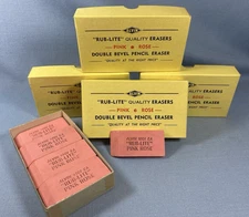 Vintage NOS 48 Pink Rose Pencil Erasers Alvin (12 x 4 Box) Large w/ Double Bevel