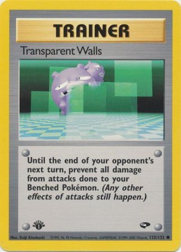 Pokemon Card -Gym Challenge 125/132 -TRANSPARENT WALLS (common) *1st Edition* NM