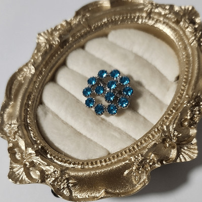 Blue Rhinestone Brooch In Silver Tone Bijoux By Meera