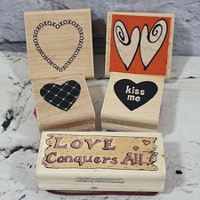 Rubber Stamps Valentines Heart Lot Of 5 Love Romance Anniversary