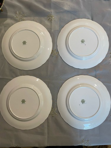 A Set Of 4 Tuscan Pink Rose Swirl Blue Antoinette Pattern Salad Plates 8.25” - Picture 3 of 5