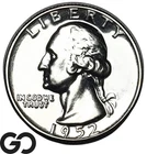 1952 Washington Quarter, PROOF, Blast White Superb Gem PR++