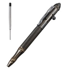 EKLOEN Twisted Lines Solid Brass Pen, Bolt Action EDC Pocket Signature Ballpo...