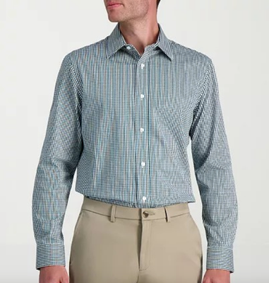 slim fit dress slacks Haggar Men's Classic-Fit Smart Wash Dress Shirt - White